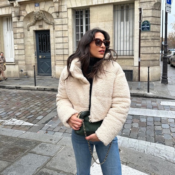 Zara Ecru Padded Fleece Jacket - Picture 5 of 17